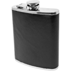 Stainless Steel Hip Flask 7oz Whiskey Pocket Leather Wrapped 200ml