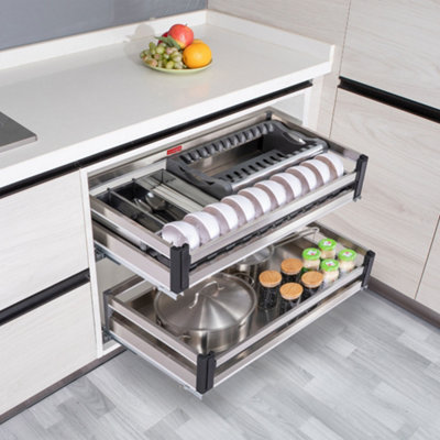 Stainless Steel Kitchen Cabinet Pull-Out Basket Cupboard Drawer ...