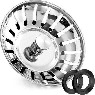 Stainless Steel Kitchen Sink Bowl Strainer Plug, 78mm Kitchen Sink Plug ...