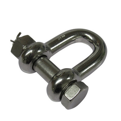 Stainless Steel Lifting D Shackle Safety Pin 3 Ton (Load Rated Dee Chain Connector Trawler)