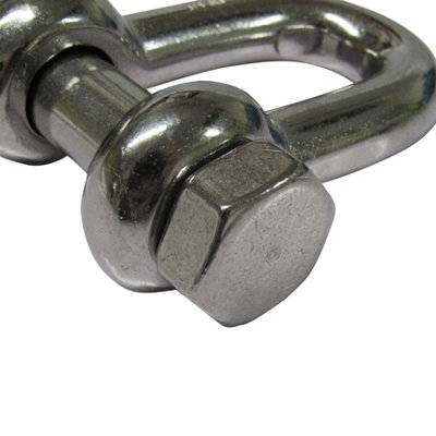 Stainless Steel Lifting D Shackle Safety Pin 6 Ton (Load Rated Dee Chain Connector Trawler) - 6