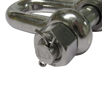 Stainless Steel Lifting D Shackle Safety Pin 6 Ton (Load Rated Dee Chain Connector Trawler) - 7