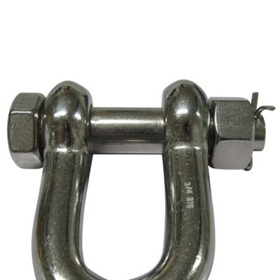 Stainless Steel Lifting D Shackle Safety Pin 6 Ton (Load Rated Dee Chain Connector Trawler) - 8
