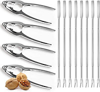 Stainless Steel Lobster Cracker Seafood Tools (Set of 4 Lobster Picks and 8 Seafood Forks)