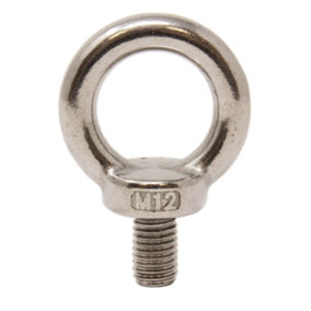Stainless Steel M12 Eyebolt Provides a Secure Fixing Point to Attach Rope or Cables