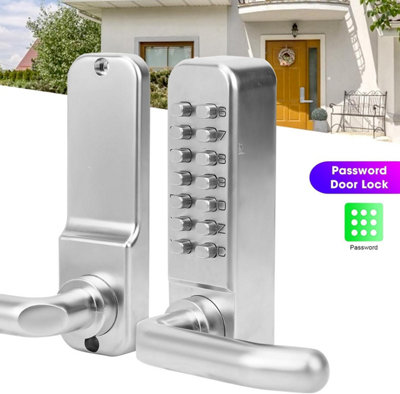 Mechanical Digital Keyless Entry Door Lock – Code Password Knob Deadbolt – Silver, Modern, Universal Fit