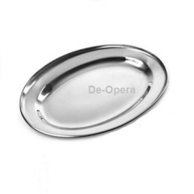 Stainless Steel Oval Rice Tray Plate Serving Dish Platter Meat Buffet Kitchen 20cm
