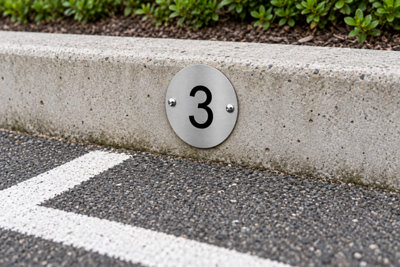 Stainless Steel Parking Bay Disc with Black Vinyl Number 38