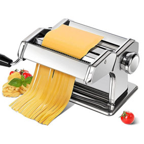Stainless Steel Pasta Maker - Lasagne Spaghetti Tagliatelle Fettuccine Ravioli Machine 7 Thickness Setting Cutters Homemade Dough
