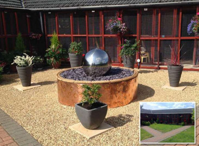 Stainless Steel Polished Sphere Outdoor Water Feature with Lights and Reservoir 40cm