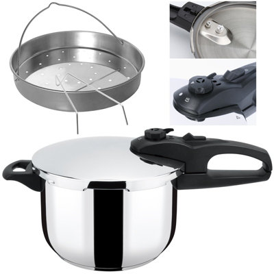 Stainless Steel Pressure Cooker 6L Induction Cooking Stock Pot Steamer