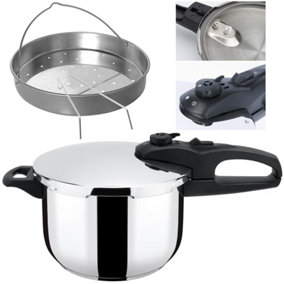 Stainless Steel Pressure Cooker 6L Induction Cooking Stock Pot Steamer Basket