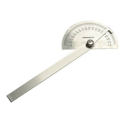 Stainless Steel Protractor 150mm Arm 180 Degrees Brass Locking Nut ...