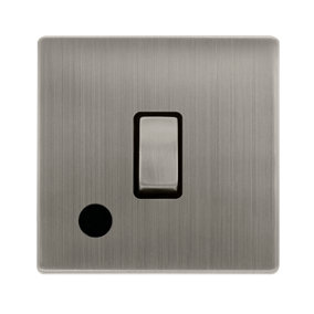 Stainless Steel Screwless Plate 1 Gang 20A Ingot DP Switch With Flex - Black Trim - SE Home