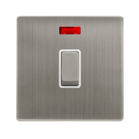 Stainless Steel Screwless Plate 1 Gang 20A Ingot DP Switch With Neon - White Trim - SE Home