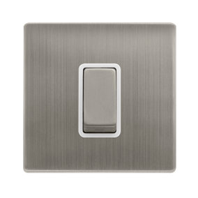 Stainless Steel Screwless Plate 1 Gang Ingot Size 45A Switch - White Trim - SE Home