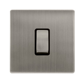 Stainless Steel Screwless Plate 10A 1 Gang 2 Way Ingot Light Switch - Black Trim - SE Home