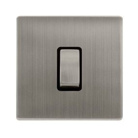 Stainless Steel Screwless Plate 10A 1 Gang Intermediate Ingot Light Switch - Black Trim - SE Home