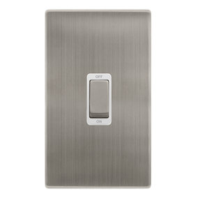 Stainless Steel Screwless Plate 2 Gang Ingot Size 45A Switch - White Trim - SE Home