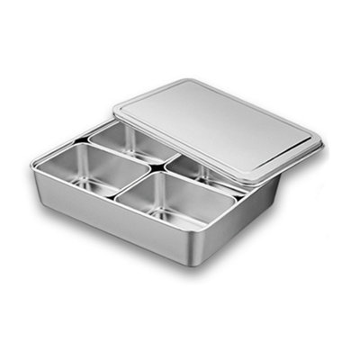 Stainless Steel Seasoning Box 4 Compartment Spice Organizer Condiment ...