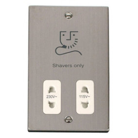 Stainless Steel Shaver Socket 115v/230v - White Trim - SE Home