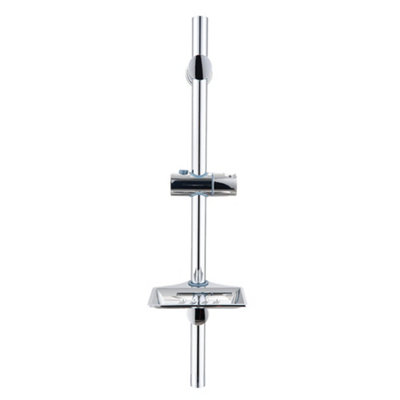 Stainless Steel Shower Riser Rail Slider Bar with Soap Tray