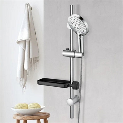 Stainless Steel Shower Riser Rail Wall Mounted Shower Slide Bar with Soap