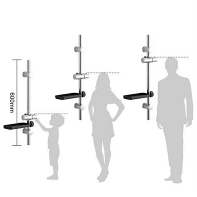 Stainless Steel Shower Riser Rail Wall Mounted Shower Slide Bar with Soap