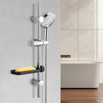 Stainless Steel Shower Riser Rail Wall Mounted Shower Slide Bar with Soap