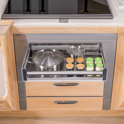 Stainless Steel Silver Drawer Pull Out Basket for Cabinet Organization