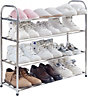 Stainless Steel Slated Shoe Rack Shelf Organizer 4 Tier