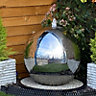 Stainless Steel Sphere Modern Metal Water Feature - Mains Powered - Stainless Steel - L50 x W50 x H75 cm