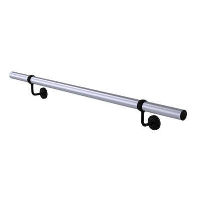 Stainless Steel Stair Handrail Kit Matt Black Bracket 1.2m X 40mm