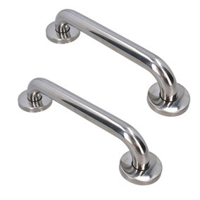 Stainless Steel Straight Grab Bar Handle Support Rail Disability Aid 300mm 2 Pack