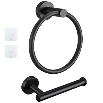 Stainless Steel Toilet Roll Holder and Towel Ring Set Bathroom Wall Mounted UK