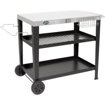 Stainless Steel Top BBQ & Grill Trolley - Food Prep Dolley Outdoor Cooking Stand