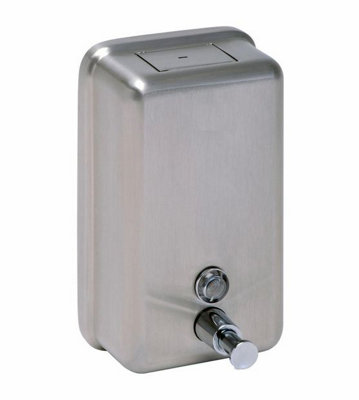 Stainless steel vertical soap dispenser. Push button 1200 ml.