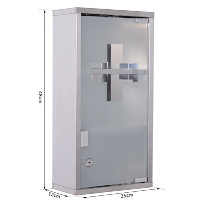 Stainless Steel wall mounted Medicine Cabinet with 2 Shelves + Security ...