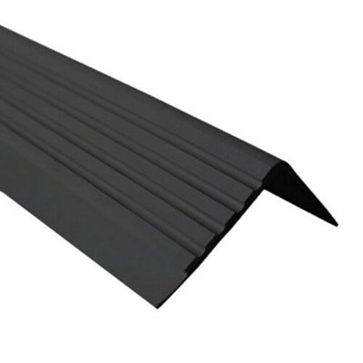 Stair non anti slip nosing rubber angle step edge trim edging PVC RD 150cm black