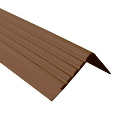 Stair non anti slip nosing rubber angle step edge trim edging PVC RD 150cm brown