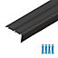 Stair Nosing Edge Trim - Cezar Anti Slip Edging Strip for Stair -Dark Brown with Black Rubber 0.9m