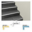 Stair Nosing Edge Trim - Cezar Anti Slip Edging Strip for Stair -Silver with Black Rubber 0.9m