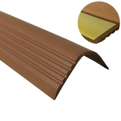 Stair nosing non slip rubber anglestep edge self-adhesive PVC RGPT 90cm brown