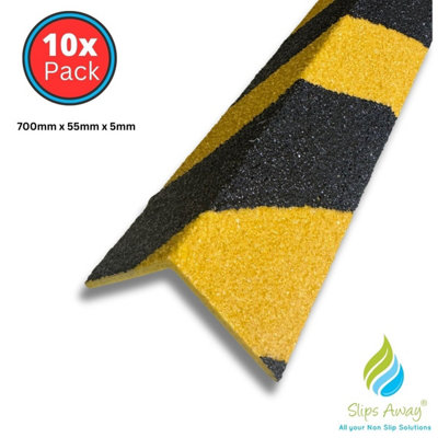 Stair & Step Nosing Cover Anti Slip Treads GRP Heavy Duty for High Traffic Areas - HAZARD 10x GRP nosing hazard 700mm