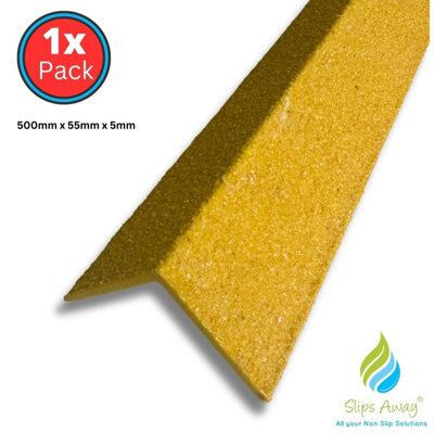 Stair & Step Nosing Cover Anti Slip Treads GRP Heavy Duty for High Traffic Areas - YELLOW 1x GRP nosing yellow 500mm