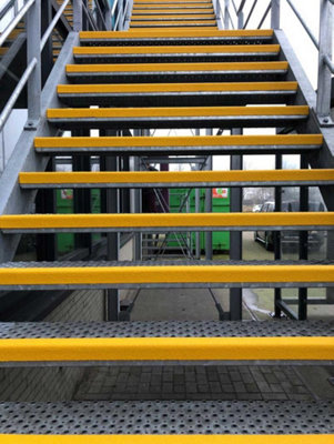 Stair & Step Nosing Cover Anti Slip Treads GRP Heavy Duty for High Traffic Areas - YELLOW 1x GRP nosing yellow 500mm