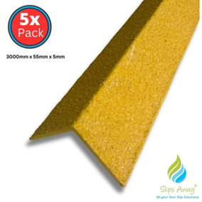 Stair & Step Nosing Cover Anti Slip Treads GRP Heavy Duty for High Traffic Areas - YELLOW 5x GRP nosing yellow 3000mm