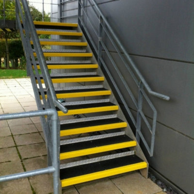 Stair Tread Nosing Covers - GRP Heavy Duty Anti Slip - Black & Yellow - 1000mm x10