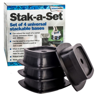 Stak-a-Set 4 Stackable Bases Extend Corner Steady Blocks Jack Up ...