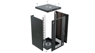 Stalflex 10 Inch 12U Wall Mounted Rack Cabinet Glass Door Black